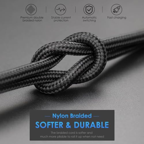 Fast Charging Nylon Braided i Phone Charger Cable – 3-Pack, 3 FT MFi Certified Lightning Cords for i Phone 14/13/12/11 Pro Max/XR/XS/X/8/7/Plus/6 S, i Pad, i Pod, and Air Pods – Enhanced Durability and Compatibility for Optimal Performance