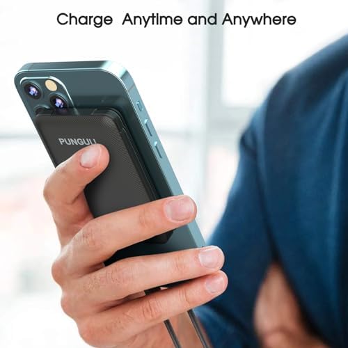 Ultra-Slim 5000 m Ah Portable Power Bank with Built-In Charging Cable – Compact and Lightweight USB-C Compatible External Battery for i Phones and Air Pods – High-Speed 5 V 2.1 A Charging for On-the-Go Convenience and Reliability