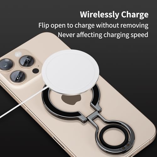 Mag Safe Universal Phone Grip & Kickstand for i Phone 12-16 Pro Max – Versatile Double-Sided Magnetic Holder for Secure Handling & Hands-Free Viewing in Gym, Kitchen & Beyond – Sleek Black Silicone Design for Stylish Convenience and Optimal Performance