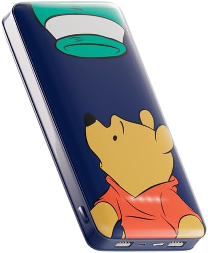 Disney Winnie The Pooh 10,000 m Ah Power Bank – Universally Compatible Portable Charger for i OS & Android – Enchanting Gift for Fans of All Ages – Lightweight, Fast Charging, and Adorned with Classic Pooh Graphics for Ultimate Convenience