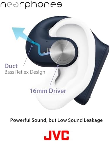 JVC Nearphones Open Ear True Wireless Headphones – Premium 16 mm Drivers for Deep, Rich Sound Quality, Ultra-Lightweight Design with 17-Hour Extended Battery Life, Versatile Single-Ear Usage Ideal for Active Lifestyles – Bluetooth 5.1 Enabled (Black) – Perfect for Daily Commutes and Sports Activities