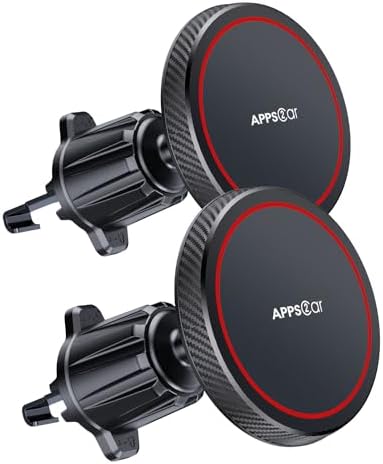 Upgrade Your Driving Experience with the APPS2 2-Pack Magnetic Phone Car Mount – Enhanced Air Vent Holder for i Phone & Galaxy Devices, Featuring 6 Ultra-Strong Magnets and Adjustable Secure Fit for All Vehicle Types – Perfect for Hands-Free Navigation and Communication