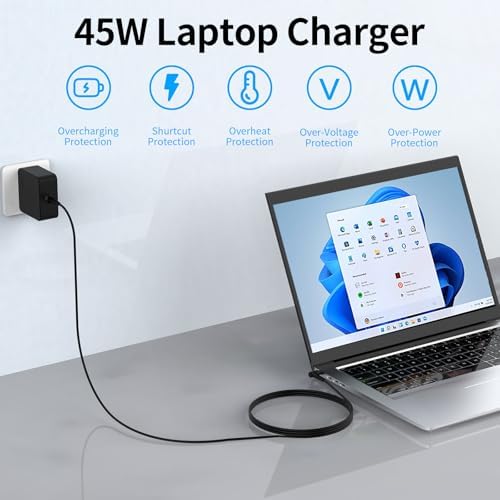 High-Speed 45 W AC Charger for Lenovo Idea Pad Flex, Yoga, and S Series – 20 V 2.25 A Power Adapter with Multi-Protection Features for Enhanced Device Safety and Performance – Compatible with 100, 110, 120, 310, 320, 330 Models – Durable Design for Optimal Charging Efficiency
