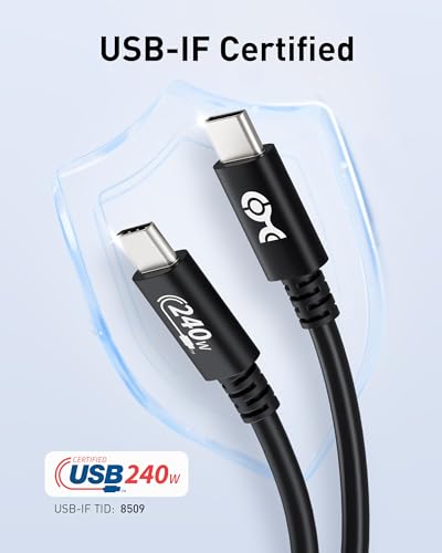 High-Performance 240 W USB C Cable – 9.8 ft Fast Charging & Data Transfer Cord for Mac Book, i Pad Pro, XPS, Surface Pro – Durable, Flexible Design Ideal for Home & Office Use – Essential Accessory for Tech Professionals and Enthusiasts