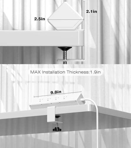 40 W High-Speed Desk Clamp Power Strip with 4 USB-C Ports & 8 AC Outlets – Efficient Surge Protector for Home Office – 14 AWG Heavy Duty Cord, Fits 1.9″ Tabletop Edges, 6 Ft Cable for Maximum Flexibility and Enhanced Device Compatibility