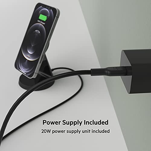 Belkin Magnetic Wireless Charging Stand – Ultra-Fast Mag Safe Charger for i Phone 12, 13, and 14 – Effortless Magnetic Alignment & Integrated Power Supply – Stylish White Design for Modern Environments – Streamlined Wireless Charging Solution for Enhanced User Experience and Aesthetic Appeal