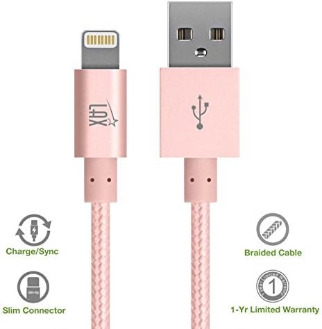 LAX MFi Certified Lightning Cable for i Phone & i Pad – 6 ft Durable Braided USB Cord with Fast Charging Capability for Enhanced Performance and Compatibility Across All Devices