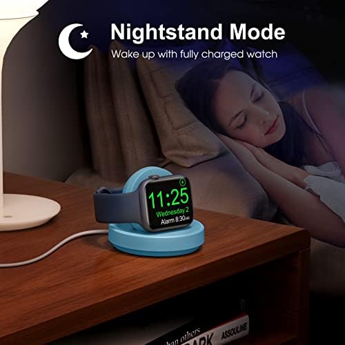 Sleek Sky Blue Portable Magnetic Charging Dock for Apple Watch – Fast Wireless Charger with Nightstand Mode, Compatible with Series 10, 9, 8, 7, SE, 6, 5, 4, 3, 2, Ultra 2 – Travel-Friendly Design with Premium Charging Cable for Effortless Power and Style
