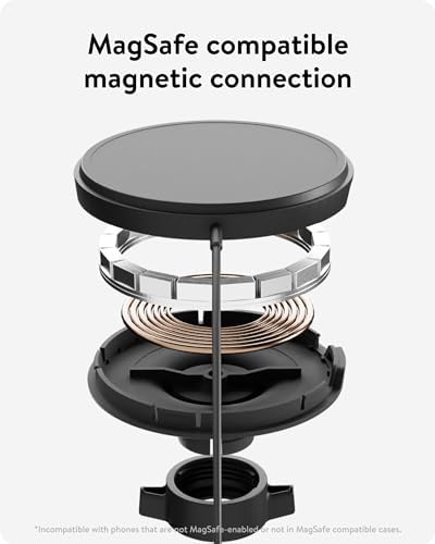 Mous Mag Safe Car Mount Phone Stand – Secure Suction Mount for i Phone 16/15/14/13/12 Series | Effortless 360° Rotation & Magnetic Alignment for Ultimate Convenience | Ideal for Hands-Free Navigation and Streaming