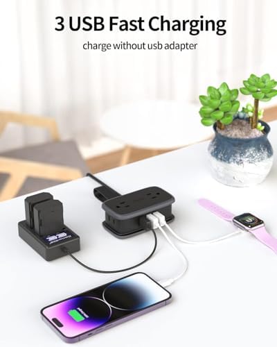 NTONPOWER GAN Ultra 65 W USB Charging Station – 7-in-1 Travel Power Strip with 3 AC Outlets & 4 USB Ports (2 USB-C) – Fast Charging Desktop Solution with 4 ft Extension Cord – Ideal for Mac Book, i Phone, and More – Compact, Durable & Versatile Power Hub for Home & On-the-Go Charging