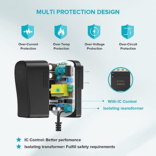 Versatile 10 W 5 V 2 A AC/DC Power Adapter – Multi-Tip Charger for Tablets, Webcams, Routers & Bluetooth Speakers – Enhanced Rapid Charging & Universal Compatibility for All DC 5 V Devices – Lightweight, Durable, and Safety-Optimized Power Supply Solution