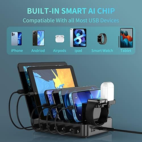 68 W Multi-Device Charging Hub with 20 W USB-C Fast Charger – 6-Port Universal Charger for i Phone 15/14/13/12, Galaxy, i Pad & Tablets – Ultimate Power Solution for Home, Office & Travel Efficiency