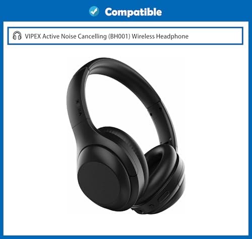 Ultimate Comfort Replacement Earpads for VIPEX Active Noise Cancelling Headphones – Luxurious Leather and Adaptive Memory Foam for Enhanced Sound Isolation and Listening Pleasure – Custom Fit for BH001 Models with Exceptional Durability and Easy Installation
