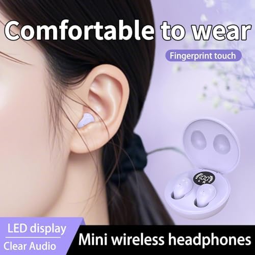 Invisible Mini Bluetooth Earbuds for Small Ear Canals – Ultimate Comfort with Noise Isolation for Work and Sleep – Lightweight Design, Fast Pairing & Superior Audio Quality for Discreet Listening Anywhere