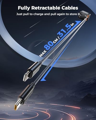 2025 SUPERONE 69 W Retractable Car Charger – Fast Charging Dual-Port Accessory for i Phone 16/15/14/13/12 & Samsung Devices, Tangle-Free Design, Ideal Gift for Men & Women, Essential Car Travel Companion