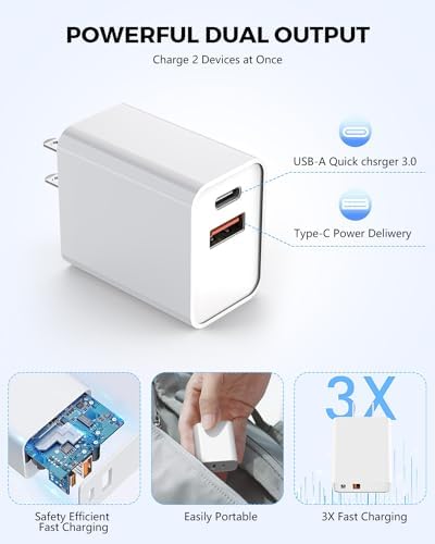 Dual-Port 35 W 3-Port USB C Charger Block for i Phone 16/15 – Fast Charging Power Adapter for Multi-Device Convenience – Compact Multiport Wall Charger for Home, Office & Travel – Essential Accessory for Enhanced Compatibility and Speed