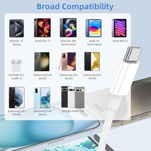 Ultimate 20 W Fast Charging Solution: Apple Certified 6 ft USB-C to Lightning Cable with High-Speed Charger Block – Ideal for i Phone 14 Pro Max, 13 Plus, 12 Mini, 11 & i Pad – Convenient 2-Pack for Home and On-the-Go Use