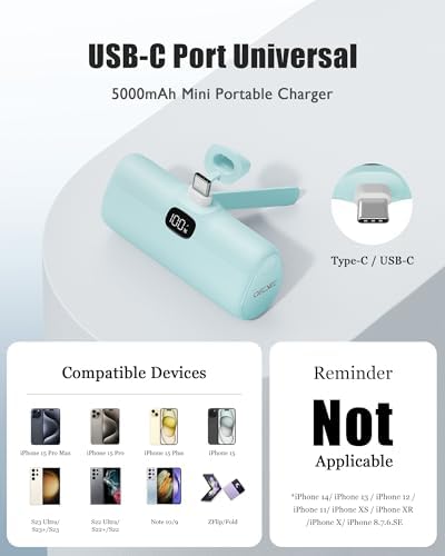 Ultra-Compact 5000 m Ah Mini Power Bank – 20 W Fast Charging Portable Charger for i Phone & Android – Lightweight Travel Essential with PD Compatibility & Smart Protection – Perfect for Short Trips, Camping, and Everyday Use