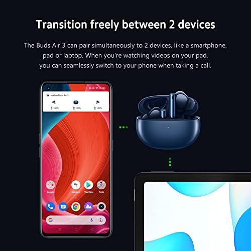 Unleash Superior Sound with realme Buds Air 3 Wireless Earbuds – Advanced Active Noise Cancellation, Enhanced 10 mm Dynamic Bass, and 30 Hours of Continuous Playtime in Striking Lemans Blue – IPX5 Water-Resistant Design for Ultimate Durability and Comfort During Workouts – Effortless Device Compatibility for Professionals and Audio Enthusiasts Seeking Quality and Style