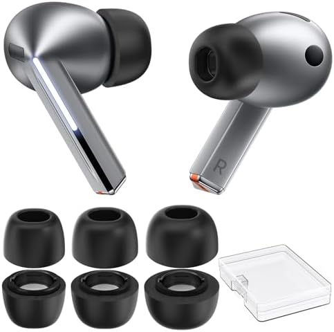 Premium Memory Foam Earbud Tips for Samsung Galaxy Buds3 Pro (2024) – 3 Size Set S/M/L for Noise Isolation and Enhanced Comfort – Ideal Replacement for Superior Sound Experience and Perfect Fit with Charging Case