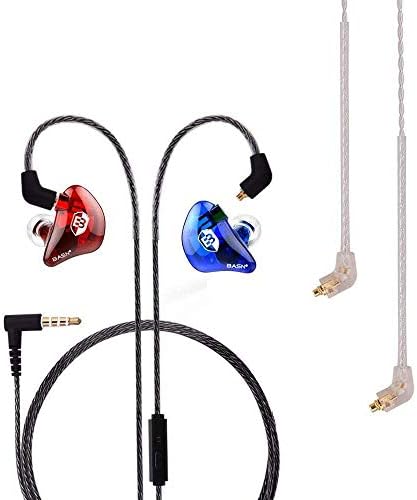 BASN Bsinger Professional Dual Driver In-Ear Monitor Headphones – Hi-Fi Sound Quality Earbuds with Built-in Mic for Musicians and Drummers (Black, 2-Pin) – Superior Comfort and Durability for Live Performances