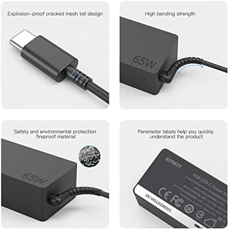 Power Up Your Devices with the Ayneff 65 W USB-C Laptop Charger – Ultimate Compatibility for Lenovo Chromebooks, Yoga, and Think Pad Models – Fast Charging with 5.9 ft DC Cable – Safe and Reliable Power Adapter for Mac Book Pro, Dell XPS, HP Spectre, and More – Overcurrent & Overheat Protection for Worry-Free Usage