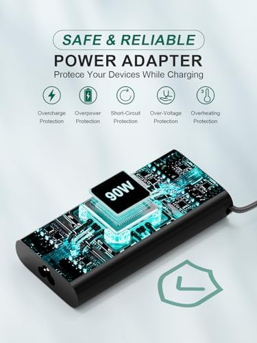 High-Power 100 W USB-C Laptop Charger for Dell Models – Fast Charging AC Adapter with Enhanced Compatibility for Latitude, Inspiron, and Precision Series – Eco-Friendly TPE Cable, Multiple Safety Protections, and Convenient Cable Management – Ideal Travel Companion for Home and Office Use