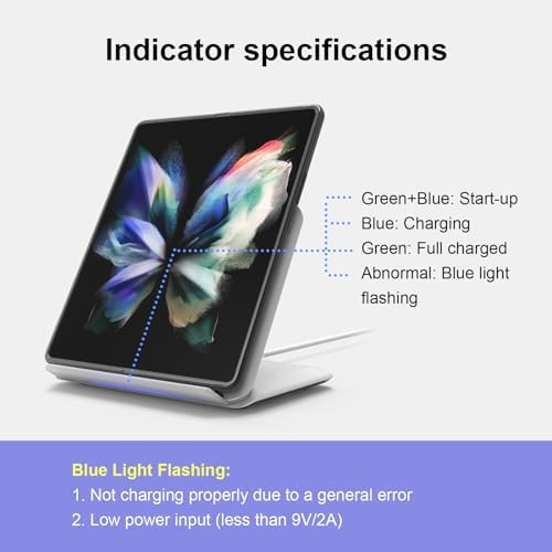 Geyo 2-in-1 Rapid Wireless Charging Station for Samsung Galaxy Z-Fold Series – Versatile Dual Device Charger for Galaxy Buds 3/3 Pro/2/2 Pro/Live with Included PD Adapter – Advanced 3-Coil Technology for Efficient Power Delivery and Sleek Black Finish