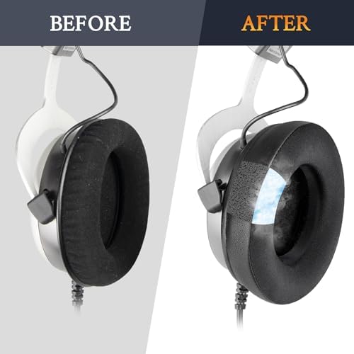 SOULWIT Advanced Cooling Gel Ear Pads for Beyerdynamic Amiron & T-Series Headphones – Luxurious Soft Foam Cushions with Innovative Ice Silk Fabric for Enhanced Comfort and Superior Sound Isolation in Sleek Silver
