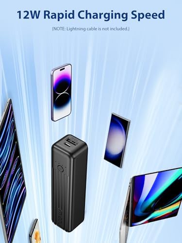 Miady 5000 m Ah Dual-Pack Lightweight Power Bank – Ultra-Portable Mini Charger with Fast Charging (5 V/2.4 A Output) – Compact Battery Pack for Universal Device Compatibility (i Phone, Galaxy, Android) – Essential Travel Accessory for On-the-Go Power