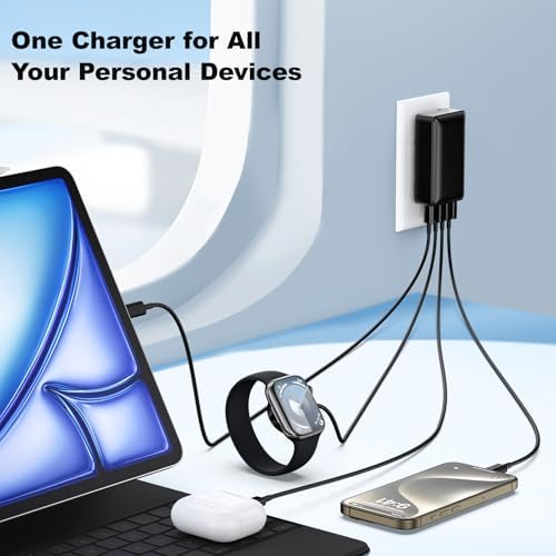 Excgood 40 W Ultra-Fast Multi-Port USB Wall Charger – Compact Foldable Power Adapter for Fast Charging i Phone 16/15/14/13, Galaxy S24, and More – Versatile 4-Port USB & USB-C Hub for Effortless Device Powering Anytime, Anywhere