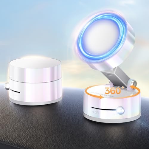 MAGIC JOHN Ultra Magnetic Car Phone Holder – 360° Rotatable Dashboard Mount for All Smartphones, Foldable Design, Strong Vacuum Grip for Secure Use, Sleek Black Finish, Effortless Installation, Ideal Hands-Free Navigation and Connectivity