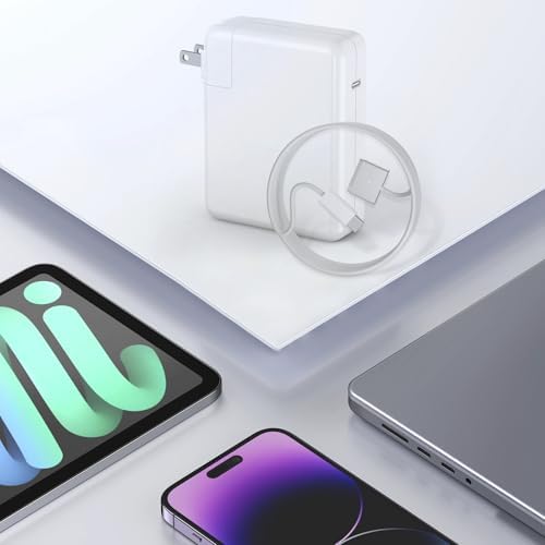 High-Speed 140 W USB-C Power Adapter for Mac Book Pro & Air – Includes Magnetic 3 Cable for Seamless Connectivity with M1, M2, M3, M4 Models (2021-2025) – Lightweight, Portable Design with Overcharge Protection for Effortless Charging Solutions