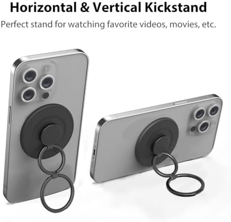 Revolutionary Mag Safe Magnetic Phone Grip and Kickstand – Sleek Black Weave Ring Holder for Ultimate Hands-Free Convenience and Effortless Wireless Charging – Dual Functionality for Enhanced Security and Stability, Perfect for i Phone Users on the Go