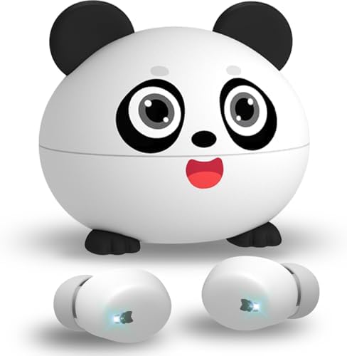 Panda-Themed Kids Bluetooth 5.3 Wireless Earbuds – Lightweight, IPX6 Waterproof, and 85 d B Volume Limiting for Safe Listening – Built-in Mic for Hands-Free Calls, Perfect for School, Travel, and Play – Durable Noise Cancelling Design for Young Audio Enthusiasts