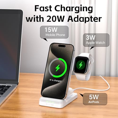 Tribone 3-in-1 Foldable Fast Wireless Charger for Apple Devices – Ultimate Charging Station for i Phone 11-16, Apple Watch Series 1-10, Air Pods Pro 4/3/2 – Sleek Black Design for Home & Travel – High-Speed Power-Up, Space-Saving Convenience