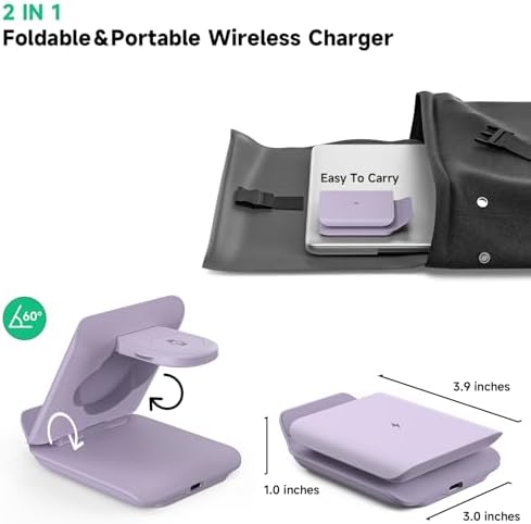 Geyo 2-in-1 Foldable Wireless Charger for Samsung Galaxy Z Flip Series & Galaxy Devices – Travel-Friendly Fast Charging Stand for Galaxy Z Flip 6/5/4/3, S24 Ultra/S23/S22/Note 20, Galaxy Watch 7/Ultra/6/6 Classic – Stylish Green Finish with Enhanced Compatibility and Safety Features