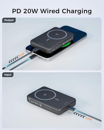 TESSAN Qi2 Certified Magnetic Portable Charger – 10,000 m Ah Wireless Power Bank with 22.5 W PD Fast Charging for i Phone 16/15/14/13 & Samsung – Ultimate Travel Essential with Dual Charging Capability and Enhanced Safety Features