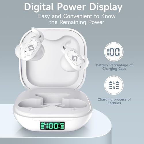 Unleash Your Sound with Advanced Waterproof Bluetooth Earbuds – 32-Hour Playtime & LED Battery Life Indicator – Superior Bass Performance for Gym, Daily Commute, and Leisure – Wireless Headphones Compatible with i Phone, Samsung, Android – Lightweight Construction with Integrated Microphone for Effortless Calls and Voice Commands – Tailored for Active Lifestyles & Music Lovers