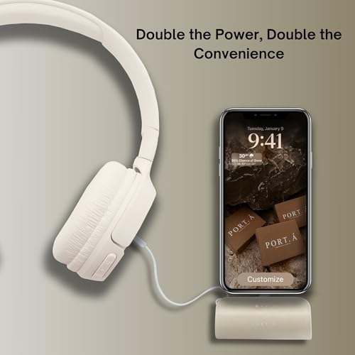 Dune Tan Compact 5000 m Ah Power Bank – Ultra-Fast Charging Solution with Dual Type-C & i Phone Compatibility, Integrated Kickstand for Hands-Free Use, Sleek On-the-Go Essential for Android & i Phone Devices, USA-Engineered for Maximum Performance and Portability