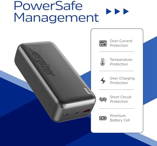 Energizer 20000 m Ah Fast Charging Portable Power Bank with 22.5 W PD3.0 – Versatile USB-C Battery Pack for i Phone 16/15/14/13/12, Samsung S23/S22, and Android Devices – Travel-Ready Design for Reliable On-the-Go Charging