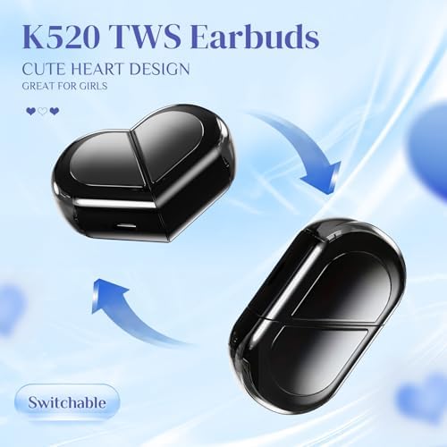 Stylish Rose Gold Heart Wireless Earbuds for Girls – Mini Bluetooth Earbuds Designed for Small Ears, Perfect for Kids & Women – Lightweight, Comfortable Fit with Superior Sound Quality for i Phone & Android, Ideal for Travel & Everyday Use