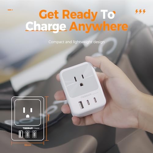 TESSAN Versatile 4-Outlet Surge Protector with 3 Fast USB Charging Ports (2 USB-C) – Ultimate Wall Outlet Extender for Home, Office, and Dorm – Maximize Device Connectivity with Superior Safety Features and Compact Design