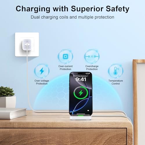 15 W Fast Wireless Charging Stand for Moto G Power 5 G 2024, Edge/Razr 2024, G Stylus 5 G – Compatible with i Phone 16/15, Samsung Galaxy S25/S24 Ultra/S24 FE/S23/S22, Google Pixel 9 Pro/8/7 – Sleek Design with Safety Features for Efficient Charging