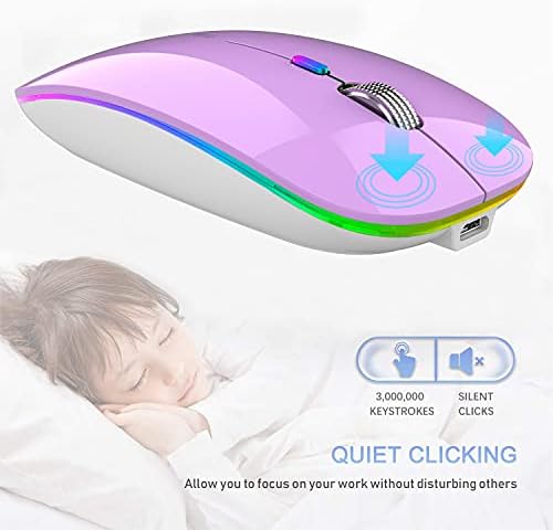 TENMOS Sleek LED Bluetooth Mouse – Ultra-Quiet Rechargeable Wireless Mouse with Type C Adapter for Laptops, Mac Books & i Pads – Bluetooth 5.1 & 2.4 GHz Universal Compatibility in Vibrant Blue – Perfect for Home, Office, and On-the-Go Productivity