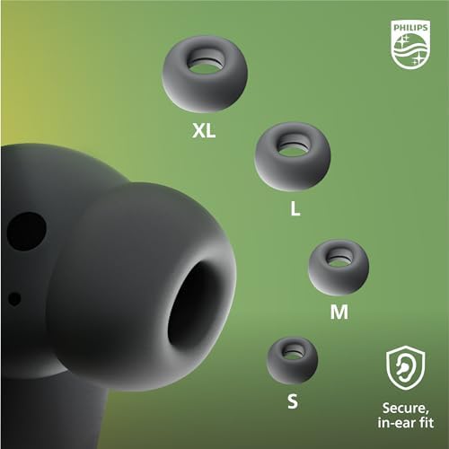 Philips Fidelio T1 True Wireless Earbuds – Audiophile-Grade Sound & Advanced Active Noise Cancelling Pro+ Technology, Bluetooth 5.2 for Seamless Connectivity, Ergonomic Design for All-Day Comfort, Long Battery Life with 25 Hours Playtime, Perfect for Music Lovers and Daily Use