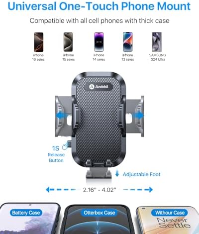 Military-Grade Adjustable Cup Phone Holder for Cars and Trucks – 2025 Enhanced 360° Gooseneck with Anti-Shake Technology for Universal Compatibility (4.0-7.0″) – Ideal for i Phone, Samsung, Pixel – Elevate Driving Experience and Safety