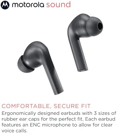 Motorola Moto Buds 065 True Wireless Earbuds – Extended 17-Hour Battery Life, IPX4 Splash Proof Design, Advanced Touch Control, and ENC Microphone for Superior Call Clarity – Noise Isolation Headphones in Stylish Moonless Night Finish for Ultimate Comfort and Connectivity