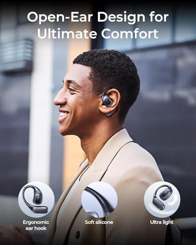 Revolutionize Your Workouts with Premium Bluetooth 5.4 Open Ear Sports Earbuds – True Wireless Freedom, IPX6 Water-Resistant Design, Ergonomic Fit for Secure Comfort, 5-Hour Playtime, and Smart Charging Case for Enhanced Athletic Performance and Connectivity
