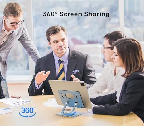Versatile 360° Rotating Tablet Stand Holder – Durable Dual Rod Aluminum Design for Enhanced Stability and Adjustable Viewing – Universal Compatibility with i Pad, Samsung, Kindle, and More – Sleek Black Finish for Modern Workspaces – Perfect for Multitasking, Video Watching, and Reading Comfortably
